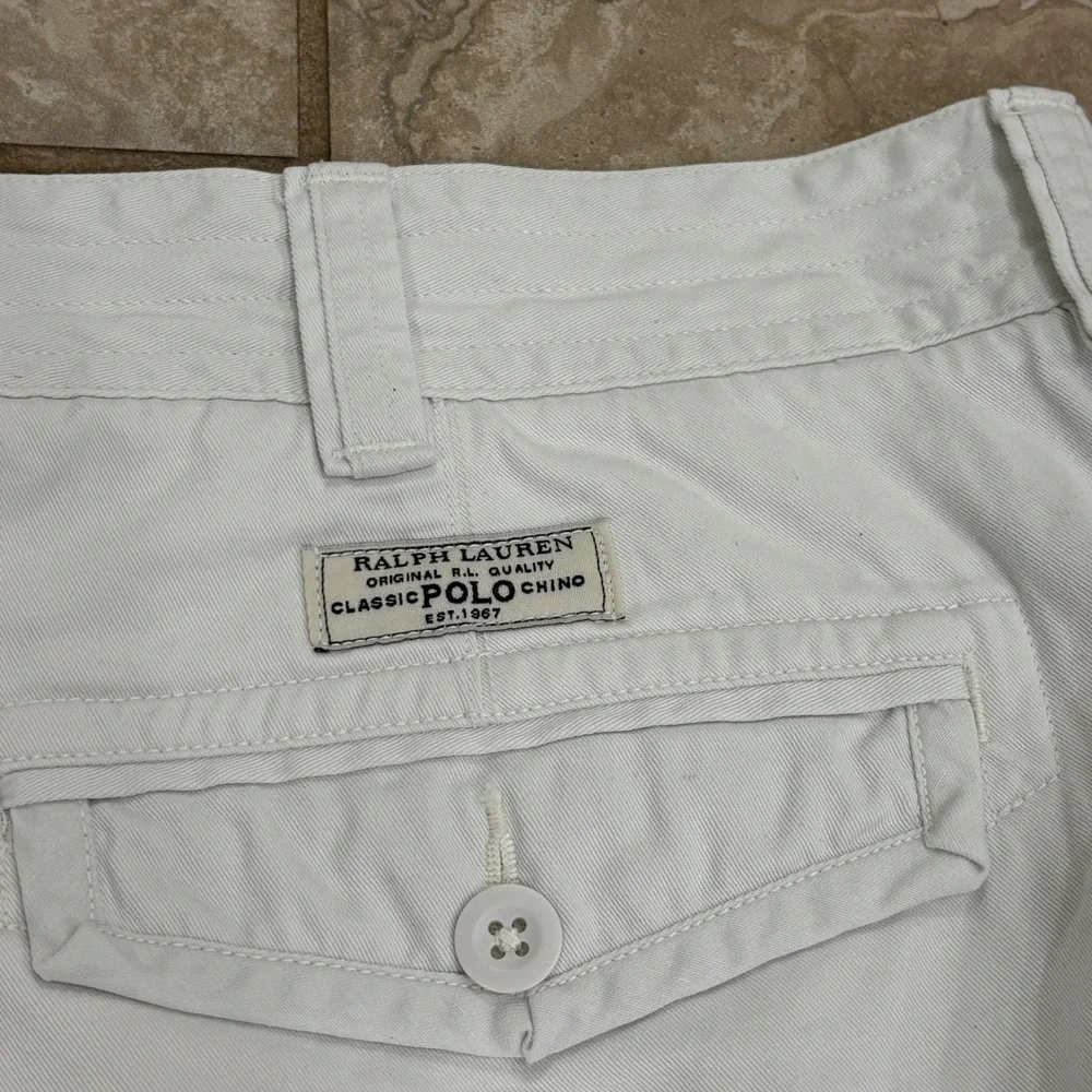 Polo Ralph Lauren Mens White Cotton Twill Cargo Shorts Size 42 Utility Summer